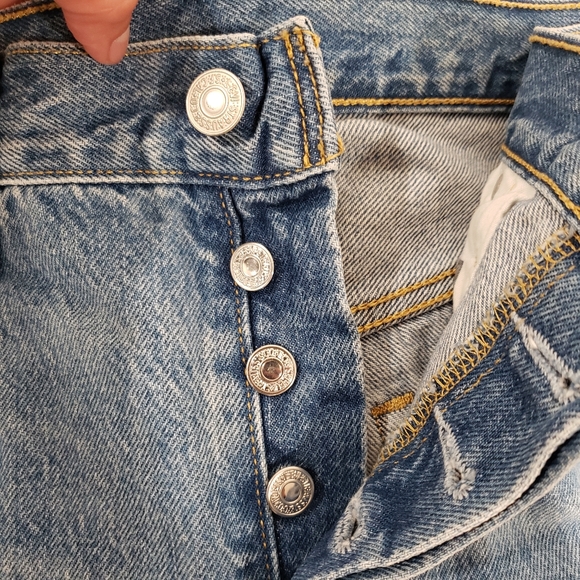 Levis 501 high rise midi jean denim shorts button fly premium - Picture 3 of 8